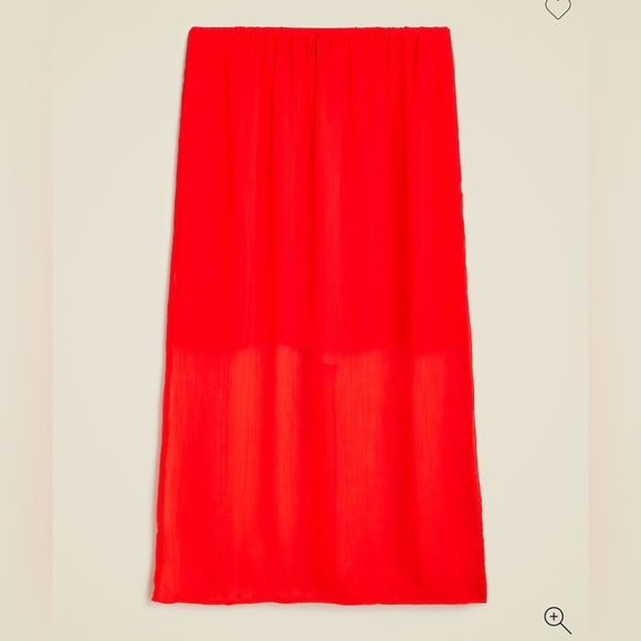 J Crew Skirt Gwyneth Layered Slip Skirt Red Crinkle Chiffon Size Small Midi - Picture 4 of 5